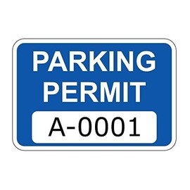 Blue Parking Permit Window Stickers Decals (Multiple Number Sets Available) (A0101 to A0150)