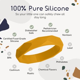 ILI Silicone Baby Teether Bracelet - Smarty Cardi Set, Stack of 4 Baby Teething Toys & Stylish Bracelets for Mom in One, Food Grade Silicone Infant Teething Toy, Suitable for Dishwasher, Easy to Grasp