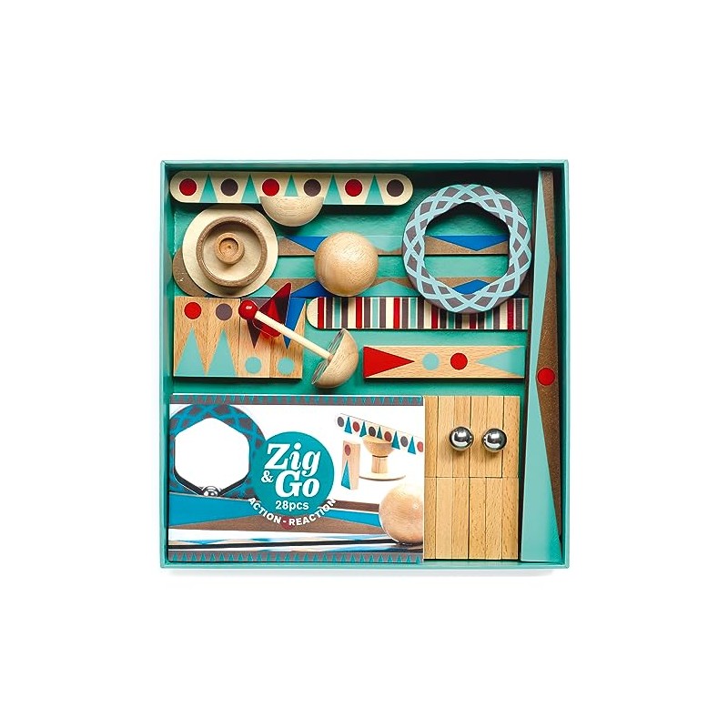 DJECO Construcción Go-28 Zig & Go Construction-28 pcs (35640), Multicoloured