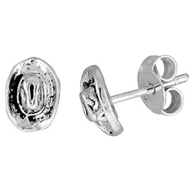 Tiny Sterling Silver Cowboy Hat Stud Earrings 5/16 inch