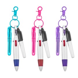 3 Multi-Color Pens, Creative Multi-Color Ballpoint Pens, Highlighter Pen with Carabiner, Nurse Pendant Pen, Convenient Keychain Multi-Color Pens, Nurse Accessories