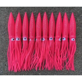 Tackleworks LOT OF 10 9" SHELL BULB SQUIDS FOR SPREADER BARS CHAINS TEASERS - PINK