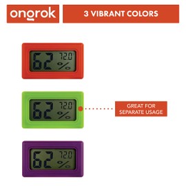 6 Pack of Mini Hygrometers by ONGROK, Small Humidity Temperature Gauge with Digital LCD Display, Color Coded for Organization, Mini Hygrometer for Jars,