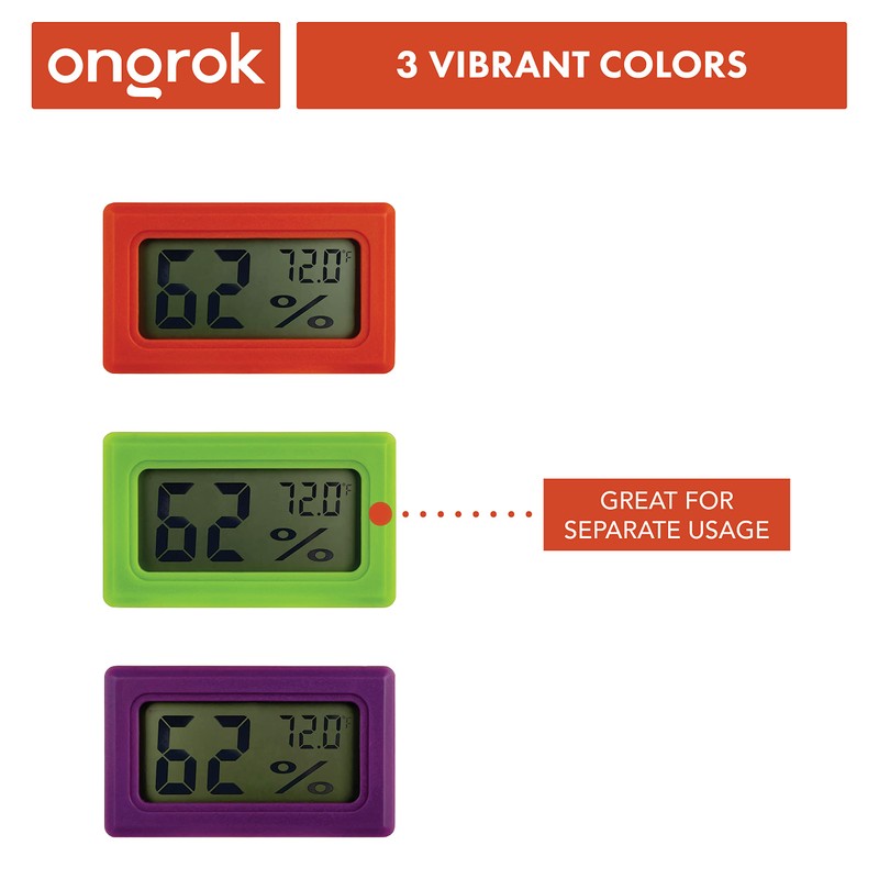 6 Pack of Mini Hygrometers by ONGROK, Small Humidity Temperature