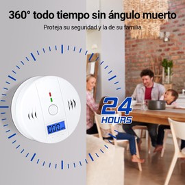 JESWO Alarma de monóxido de Carbono, Monitor Detector de Alarma de CO con Pilas y Pantalla Digital LCD, 4 Paquetes, Adecuado para Cocina, baño, Dormitorio, Aseo, etc