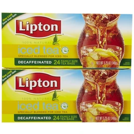 Lipton Iced Tea Decaffeinated, Family Size Tea Bags, 24 Count, Pack of 2
