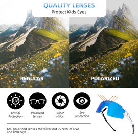 ROCKBROS Kids Sunglasses Polarized Youth Baseball Sunglasses Cycling Glasses UV400 Sports Glasses for Boys Girls Age 8-14