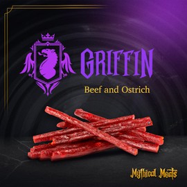 Mythical Meats Original Flavor Griffin 12-Pack Snack Sticks – Ostrich w/Beef – Dried & Dehydrated Meats Seasoned to Perfection – High Protein Snacks