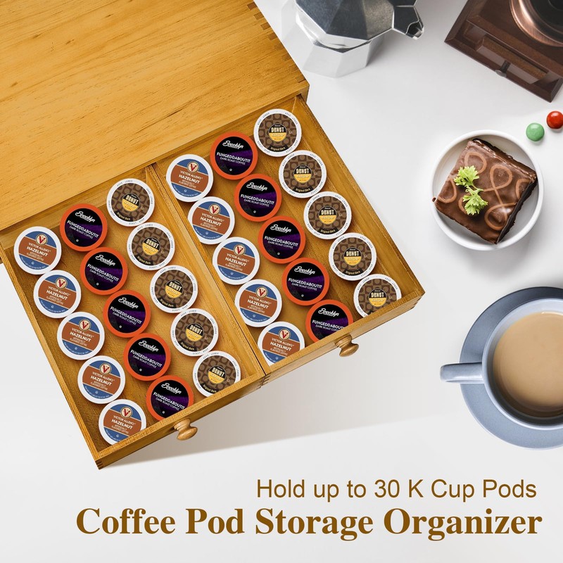 NANXITU K Cup Storage Organizer,Wood Coffee Pod and Tea Bag