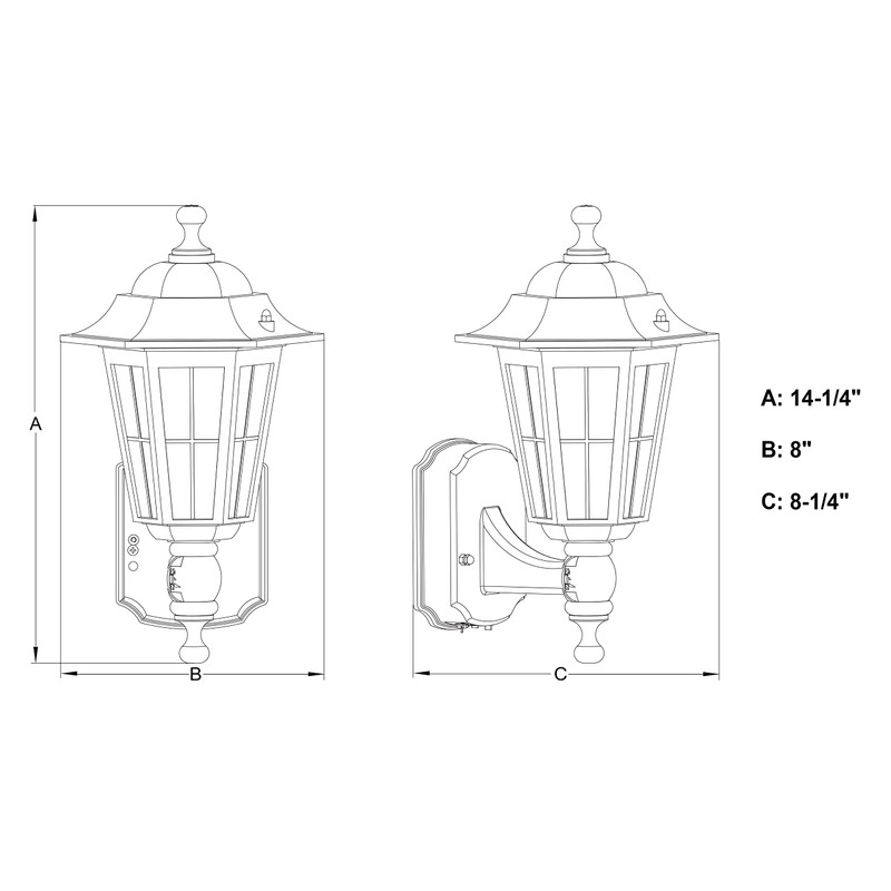 VAXCEL York Textured Pewter Motion Sensor Dusk to Dawn Traditional
