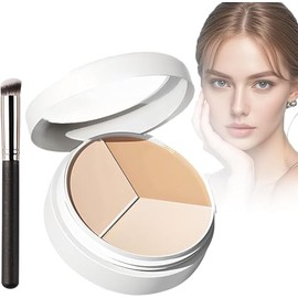 Tricolor Concealer, 2025 Tri Color Face Concealer Highlight Contour Palette Tri Color Concealer Pot, Upgrade Colors Correcting Concealer for Mature Li
