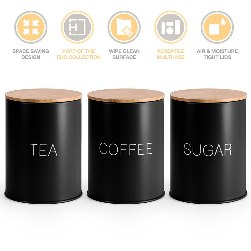 EHC Tea Sugar Coffee Canisters, Tea Sugar Coffee Containers Set