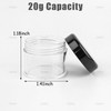 AUEAR, 20 Pack Round Clear Jars with Black Lids 20G