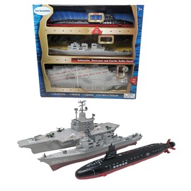 Toy Aircraft Carrier Submarine and Battleship Destroyer Combo with 8 Mini Fighter Jets