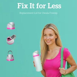 Replacement Lid for Owala Freesip,One Button Top Replacement,BPA-Free Leakproof School Sports Water Bottle Lid Cap Replacement Compatible with Owala 24oz 32oz 40oz 16oz (Bright Pink + Green)