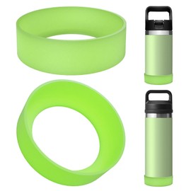 Linkidea 2 Pack Water Bottle Anti Spill Boot Compatible with YETI Rambler Jr. Kids Bottle 12oz, Bottle 12oz/18oz, Yonder 20oz/25oz, Silicone Anti-Slip Bottle Bottom Sleeve Protector, Blueish Green