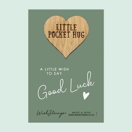 “Good Luck” Pocket Hug Keepsake Token | Thoughtful Gift for Exams, New Job, Competitions | Positive Lucky Charm | Inspirational Small Token of Support and Encouragement | Wooden Keepsake