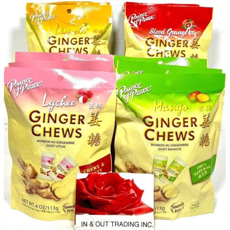 Prince of Peace Ginger chews Candy Variety Pack of 12~