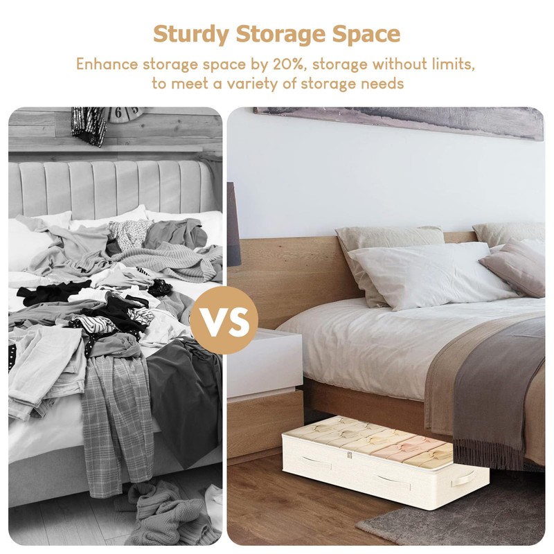 Underbed Storage Bags, 2 Pack 72L Under Bed Storage Box