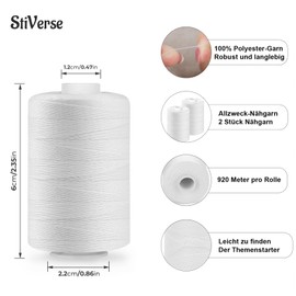 12 Pieces Sewing Thread, 1000 Yard White Sewing Thread, All-Purpose Sewing Machine Yarn, Sewing Thread for Sewing Machine, Hand Sewing