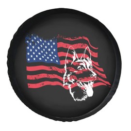 LOJAOGON Black German Shepherd Spare Tire Cover Wheel Protectors Dust-Proof Wheel Tire Cover Fit Trailer, Rv, SUV and Many Vehicle 17inch