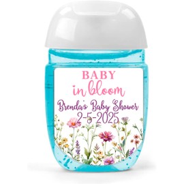 Baby In Bloom Hand Sanitizer Stickers Printed Meadow Wildflower Meadow Hand Sanitizer Stickers Set of 30 | Precious Papers