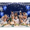 12x8ft Blue Birthday Backdrop Blue and Silver Balloons Glitter Happy