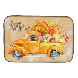 Caroline's Treasures CK2658DDM Fall Harvest Brown Cockapoo Dish Drying Mat Absorbent Dish Drying Mat Pad for Kitchen Counter Dish Drainer Mat for Countertop, 14 x 21", Multicolor