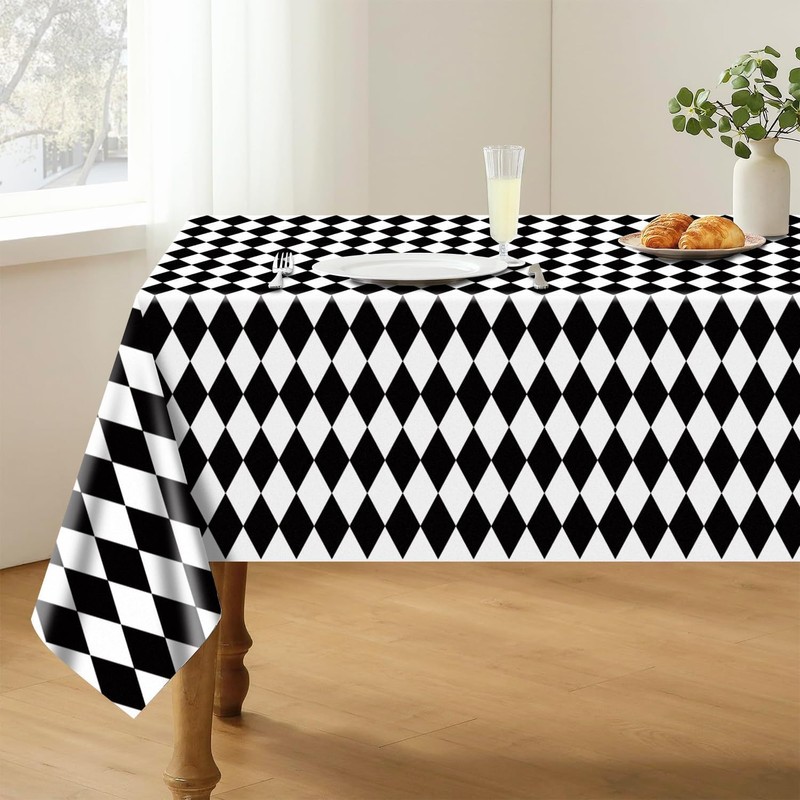Hegbolke 4 Pack Black and White Checkered Tablecloths, Gingham Table