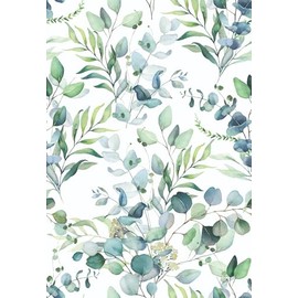 Main Street 24-Pack of 11 x 16" Peel and Stick Eco-Friendly Wallpaper Sheets – Eucalyptus Design, Removable, Easy-to-Apply Stick-On Wall Décor