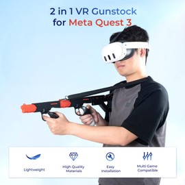 LICHIFIT Magnetic VR Machine Gun/Pistol Model Controller Holder for Meta Quest 3S / Quest 3 Handle Quick Release Gunstock Bracket Stand for Oculus Quest 3S Shooting Game Accessories