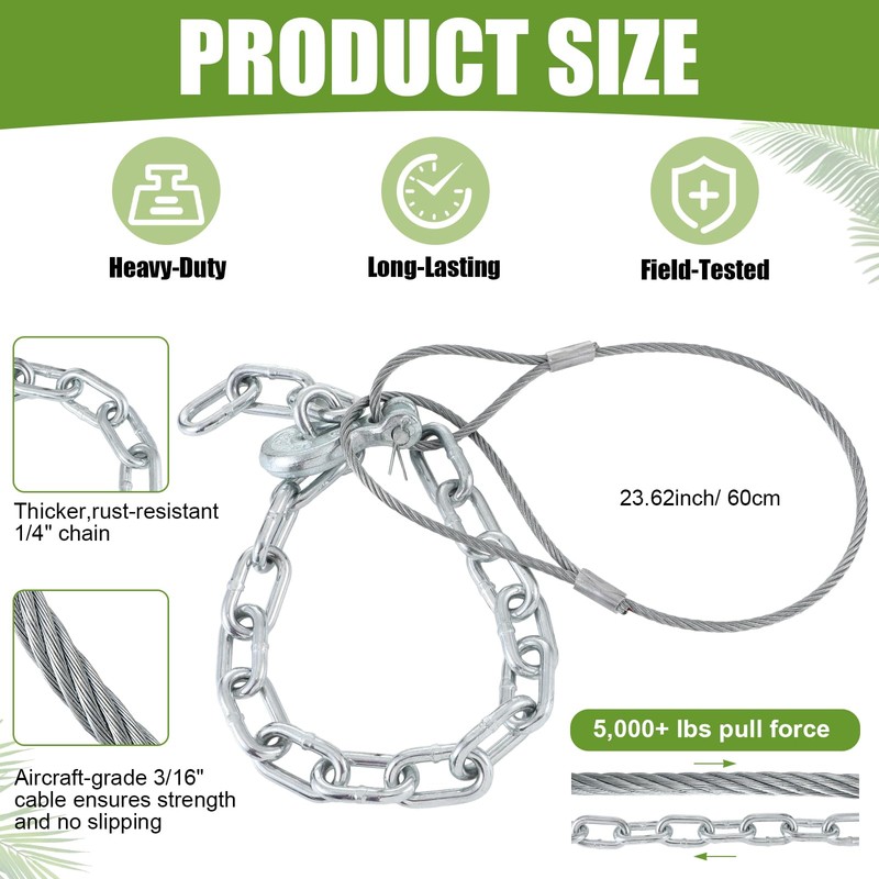 Therwen Heavy Duty Fence Post Removal Tool with Galvanized Cable