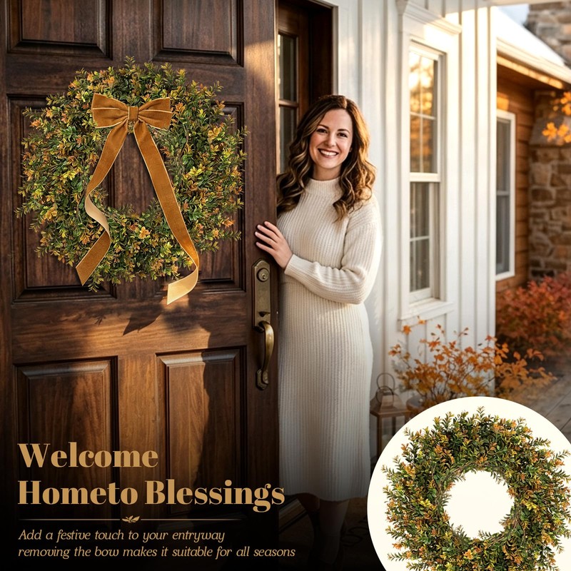 ICX 24-26'' Fall Boxwood Wreaths for Front Door Decor, Fall