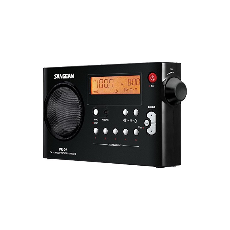 Sangean PR-D7 AM/FM Digital Portable Radio with Built-in Battery Charger