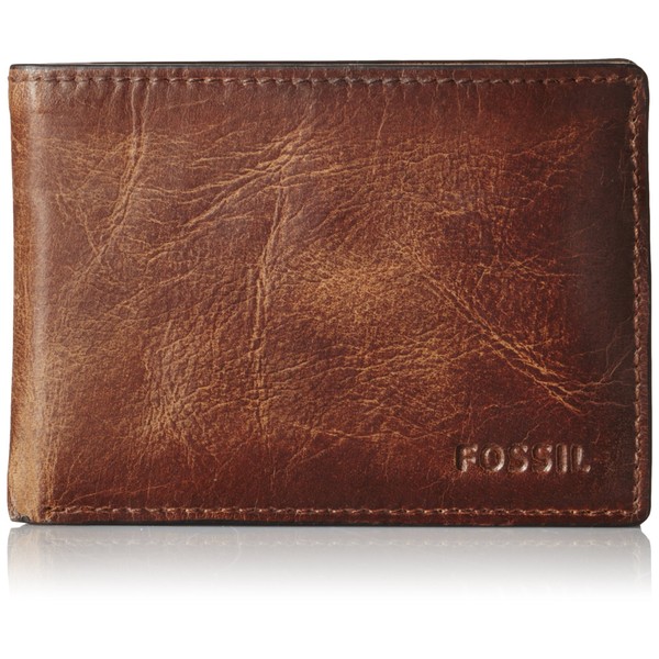 Fossil Men's Derrick Leather Slim Minimalist Bifold Front Pocket Wallet, Brown, (Model: ML3709200)