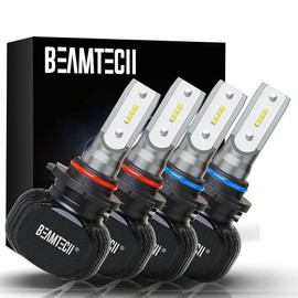 BEAMTECH 9005 9006 Bulbs, Fog lights Combo, S1 Series 300% Brighter 6500K White,4 Bulbs