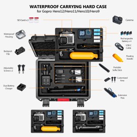 Tomat Hard Case for Gopro Hero 13/12/11 Waterproof Travel Case Creator Edition/Volta/Media Mod,Shockproof Carrying Case for Gopro Hero 13 Accessories