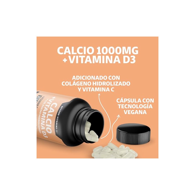 Beyond Vitamins Calcio 1000 Vitamina Potenciado Colágeno Hidrolizado Caltrato 1000mg