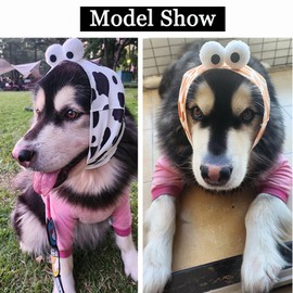 Yoolhamy Dog Snood Dog Ear Protectors for Grooming Ear Muffs Noise Protection Dog Neck and Ears Warmer Headwear for Pet Dogs and Cats Bathing (Cow, L)