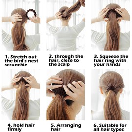 Sizobi- 【Tamaño y material】El paquete contiene 3 pinzas mágicas para el cabello con forma de nido de pájaro de terciopelo. El diámetro interior de las pinzas para el cabello cuando están cerradas es d