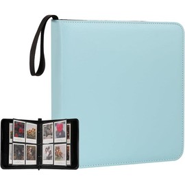 240 Pockets Large Polaroid Photo Album Book For i-Type Square Polaroid 600 Film and Instax Wide Film Pictures Album (Cherry Print) - Colour: Sky Blue