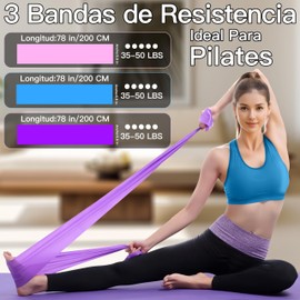 Jasinber Bandas Elásticas, 3 Unidades Bandas de Resistencia para Yoga，Pilates, Gimnasio, Entrenamientos (200 CM)