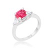 Unbranded Shonda 1.8ct Fuchsia CZ Rhodium Cushion 3 Stone Classic