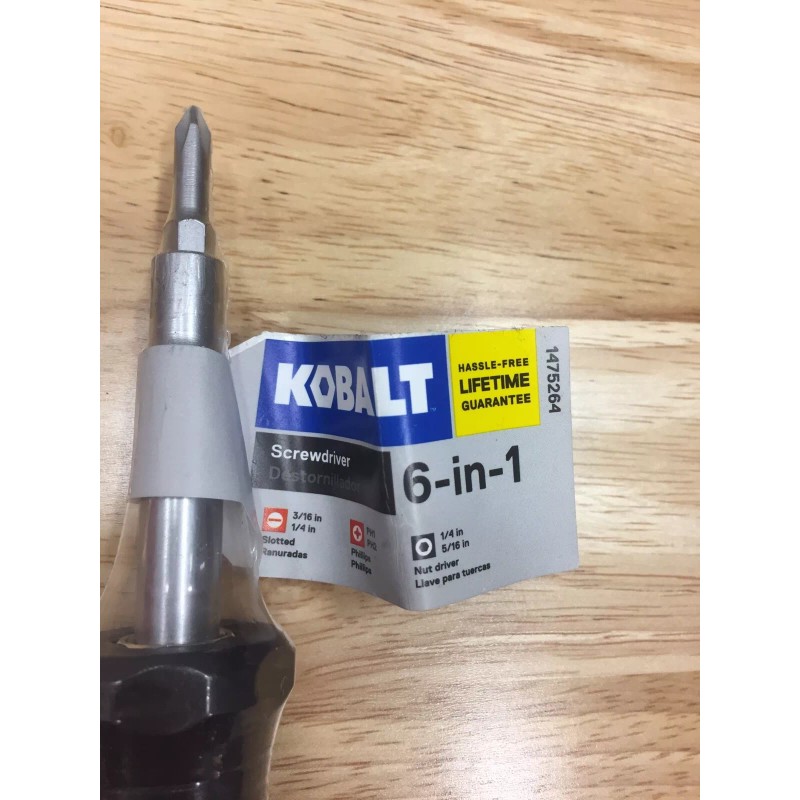 Kobalt 6 in 1 Multi-Bit Screwdriver Chrome Plated 67340 Blue
