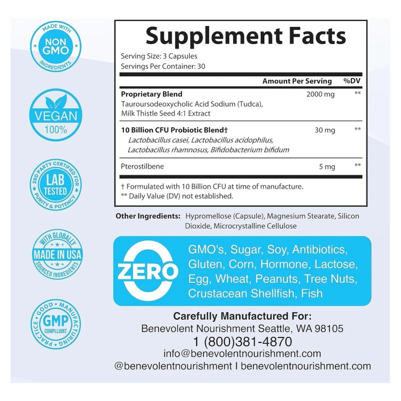 Tudca 2000 Mg Con 90 Caps Limpieza Y Detox Hecho