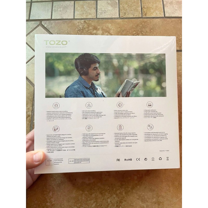 TOZO HT2 Hybrid ANC Headphones 60H Playtime, Hi-Res Audio, Bluetooth