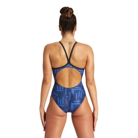 ARENA Puzzled Light Drop Back Women's One Piece Swimsuit for Competitive or Casual Swim, Ladies Bathing Suit