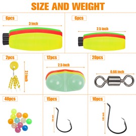 Catfish Rig Catfishing Fishing Accessories Making Kit,111pcs Catfish Tackle Bait with Catfish Peg Floats Bobber Stopper Circle Hooks Swivels Fishing Rattler Bells Santee Cooper Rig Equipment