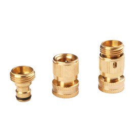 U.S. Solid 3 Pack Garden Hose Quick Connector Set in Solid Brass- Water Hose Fitting 3/4 inch, No Leak Threads with Spring Loaded Connect for One Hand Operation, Fast Connection and Disconnection