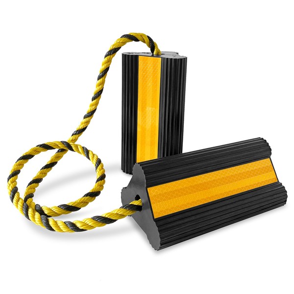 HOXWELL Heavy Duty Rubber Dual Wheel Chocks, RV Non Slip